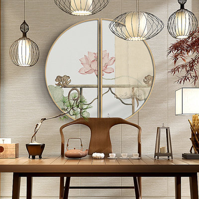 風(fēng)雅閑趣，一畫入景 新中式餐廳玄關(guān)圓形掛畫選購與搭配指南